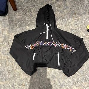 black windbreaker